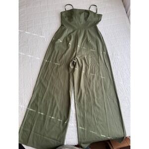 Trixxi Olive Green Wide Leg Jumpsuit Open Tie Back Spaghetti Strap Size M